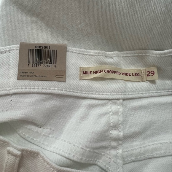 LEVI’S Mile High Wide Leg Cropped Button Fly White Jeans Size 29 NEW - Picture 7 of 9